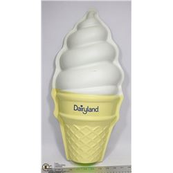 DAIRYLAND DQ ICE CREAM CONE SIGN STORE DISPLAY 22"