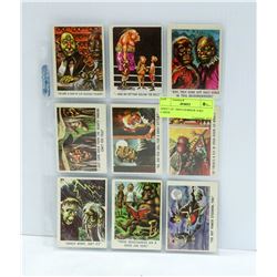 SHEET OF 1960'S HORROR JOKE CARDS