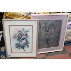 LOT OF 2 FOREST AND FLOWER PICTURES