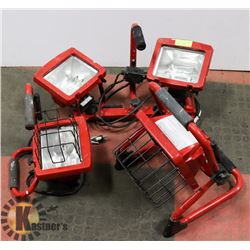 LOT OF 2 FLOOR BASE WORK LIGHTS RED IN COLOR
