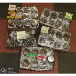 CANNING JARS- 4 BOXES WITH LIDS & RINGS