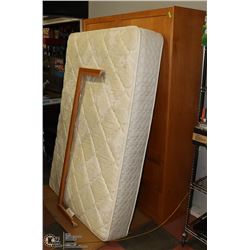 WOOD TONE MURPHY BED WITH DOUBLE SIZE MATTRESS