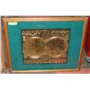 Image 1 : LARGE WOOD FRAMED WORLD ANTIQUE MAP