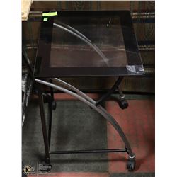 GLASS TOP TABLE, 19(W)X16(D)X22(H), METAL