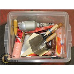 TOTE OF PAINTING SUPPLIES AND MORE