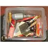 Image 1 : TOTE OF PAINTING SUPPLIES AND MORE