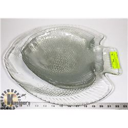 VINTAGE GLASS FISH PLATE SET WITH SERVING PLATTER