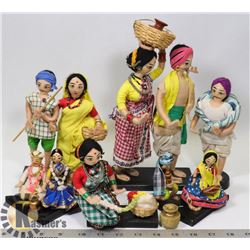 INDIA HANDMADE DOLLS- BOX LOT OF 9