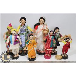 INDIA HANDMADE DOLLS- BOX LOT OF 9