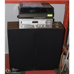 LXI STEREO RECEIVER, 2 SPEAKERS, SEARS TURNTABLE