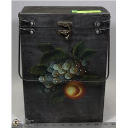 LARGE 2 BOTTLE DECORATIVE WOOD STORAGE