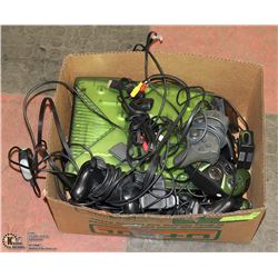 LARGE BOX WITH XBOX CONSOLE WITH CORDS