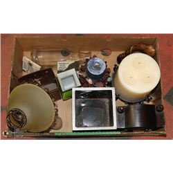 BOX W/HOUSEHOLD ITEMS INCL. DECORATIVE