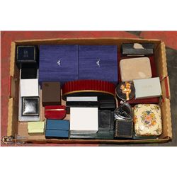 FLAT FULL OF JEWELLERY BOXES AND SOME
