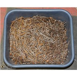 BLUE BIN WITH 20 LBS OF 2 1/2"-SPIRAL NAILS -