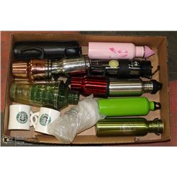 FLAT OF TRAVEL MUGS, THERMOS IN BLACK