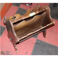 ANTIQUE WOOD MAGAZINE RACK