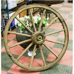 ANTIQUE WAGON WHEEL WITH BASE