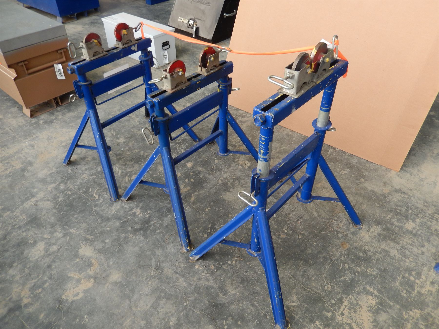 (3) Pipe Roller Stands Shop Equipment J.M. Wood Auction Company, Inc.
