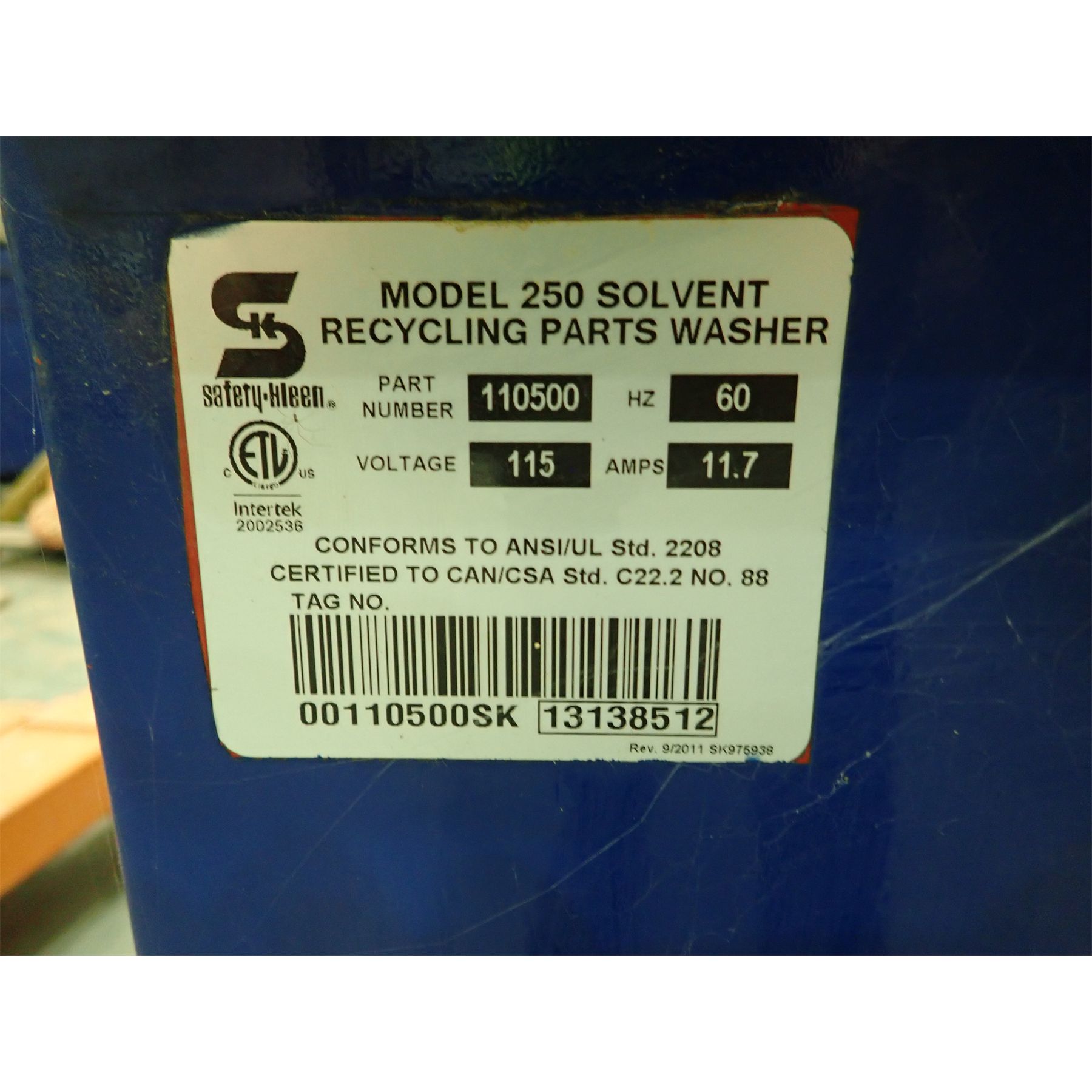 SAFETY KLEEN 250 Shop Equipment