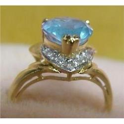 14k GOLD RING Blue Topaz #945593