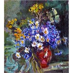 "Cornflower - an etude" impressionism oil #945619