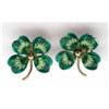Image 1 : Green Enameled Clover Earrings #954170