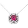 Image 2 : 1.30 ctw Lab Created Ruby and Diamond Pendant with Chain - Silver and 14KT White