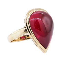 4.00 ctw Synthetic Ruby Ring - 10KT Yellow Gold