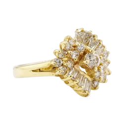 1.00 ctw Diamond Waterfall Cluster Ring - 14KT Yellow Gold