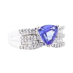 2.54 ctw Tanzanite And Diamond Wide Band - 14KT White Gold