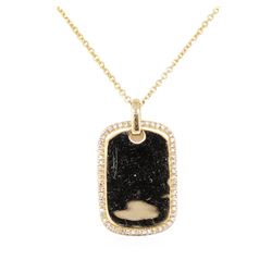 0.20 ctw Diamond Dog Tag Pendant with Chain - 14KT Yellow Gold