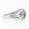 Image 5 : Solid 14k White Gold .75 ctw Channel Set Baguette Cut Diamond Open Swirl Band Ri