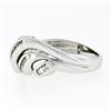 Image 6 : Solid 14k White Gold .75 ctw Channel Set Baguette Cut Diamond Open Swirl Band Ri