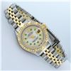 Image 3 : Rolex Ladies 2 Tone 14K MOP Emerald & Pyramid Diamond Diamond Datejust Wriswatch