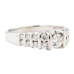 0.89 ctw Diamond Ring - 14KT Yellow Gold with Rhodium Plating