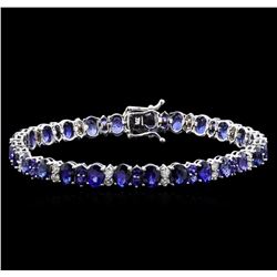 18.00 ctw Blue Sapphire Bracelet - 14KT White Gold