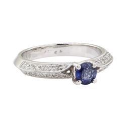 0.75 ctw Sapphire and Diamond Ring - 18KT White Gold