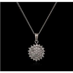 0.55 ctw Diamond Pendant With Chain - 14KT White Gold