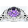 Image 4 : Rolex Ladies Stainless Steel Quickset Purple String Diamond Lugs Datejust Wristw