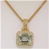Image 3 : 14K Yellow Gold 3.77 ctw VS Diamond Green Amethyst Pendant w/ 20" Curb Chain