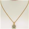 Image 5 : 14K Yellow Gold 3.77 ctw VS Diamond Green Amethyst Pendant w/ 20" Curb Chain
