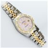 Image 3 : Rolex Ladies 2 Tone 14K Pink Mother Of Pearl Pyramid Diamond Datejust Wristwatch