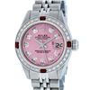 Image 2 : Rolex Ladies Stainless Steel Pink Diamond & Ruby Datejust Wristwatch