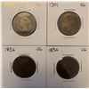 Image 1 : Lot 0f 4 Canada One Cent 1 Penny Queen Victoria Large Cent 1896 (2), 1899 and 1901 Beautiful Coins