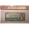 Image 1 : Canada 1 Dollar Bank of Canada 1954 $1 BC-37c Bouey Rasminsky Modified Portrait BCS 45 Extra Fine