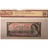Image 1 : Canada 10 Dollar Bank of Canada 1954 $10 BC-40b Beattie Rasminsky Modified Portrait BCS 35 Very Fine