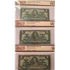 Image 1 : Lot of 3 Canada 1 Dollar 1937 Bank of Canada $1 BCS 12, BCS 15 and BCS 18 Fine