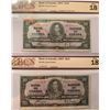 Image 1 : Lot of 2 Canada 10 Dollar 1937 Bank of Canada $10 Coyne Towers BC-24c BCS 18 Fine