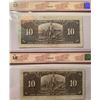 Image 2 : Lot of 2 Canada 10 Dollar 1937 Bank of Canada $10 Coyne Towers BC-24c BCS 18 Fine